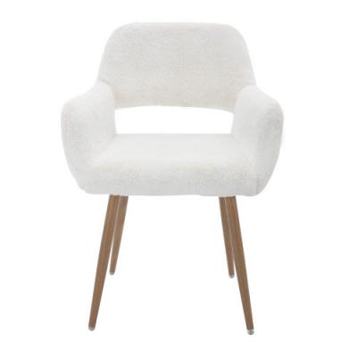 White Iron Dining Chair Set of 2 with Steel Legs