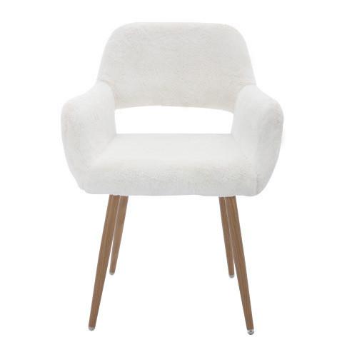 White Iron Dining Chair Set of 2 with Steel Legs