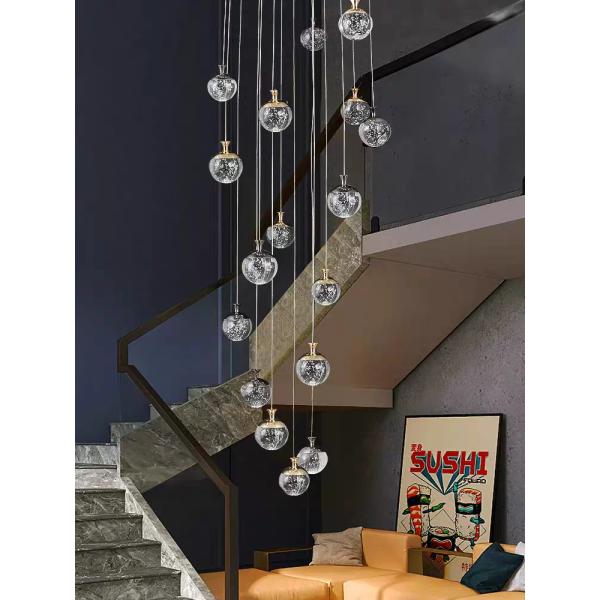 Apple Hanging Pendant Light Staircase Crystal Chandelier New Villa Hollow High Living Room Chandelier Rotating Staircase Long Chandelier