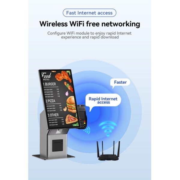 Food Ordering POS Machine System 21.5 Inch Restaurant Ordering Kiosk Touch Screen Windows Self-Ordering Payment Kiosk