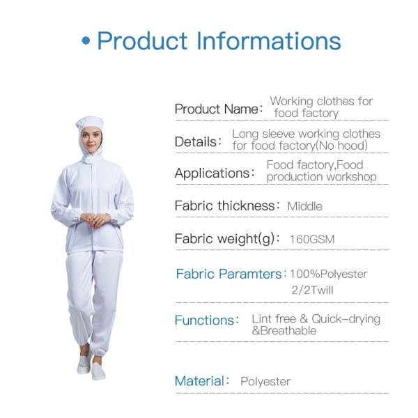 Unisex Agro Sea Foods & Baby Food Processing Industry Work Clothing Stylish Collar Uniforms