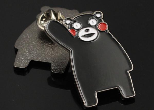 Customized metal zinc alloy black nickel paint student company animal bear brooch pin badge cartoon metal badge logo