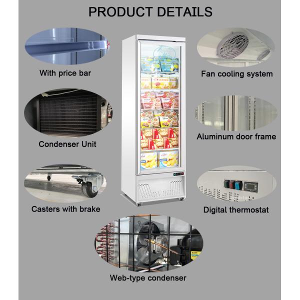 450L Supermarket Glass Door Freezer Upright Bottle Cooler