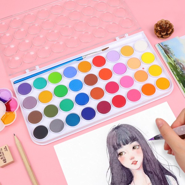 36 Colors 500g Professional Solid Watercolor Paint Set With Transparent Cover Color Palette