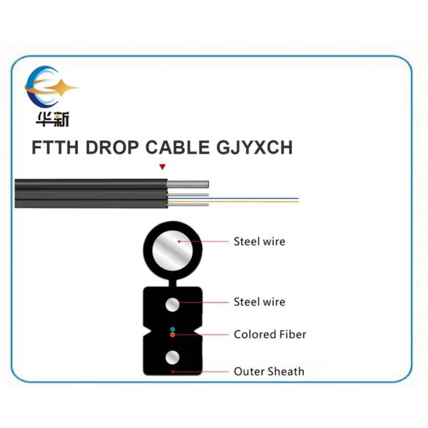 GJYXCH Ftth Drop Cable 1 2 4 6 8 Core Indoor/Outdoor Cable With Messenger Wire Ftth Drop Cable G657A1 G657A2 G652D
