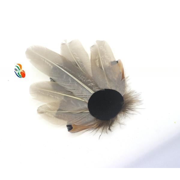 Exquisito colorido de pavo real y faisán de plumas de sombrero Pin 5x10Cm suministros de fiesta