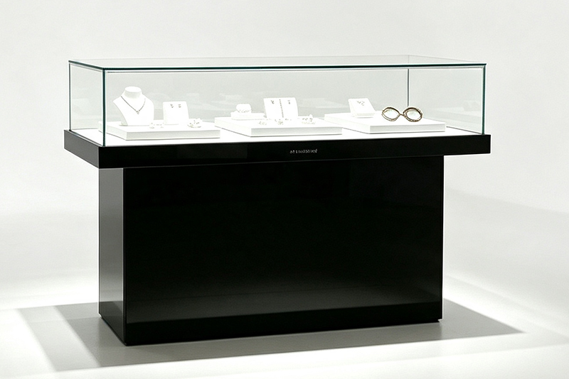 Ultra Clear Tempered Glass Jewelry Display Counter with Lockable Storage Drawers and 1200*550*950mm Dimensions