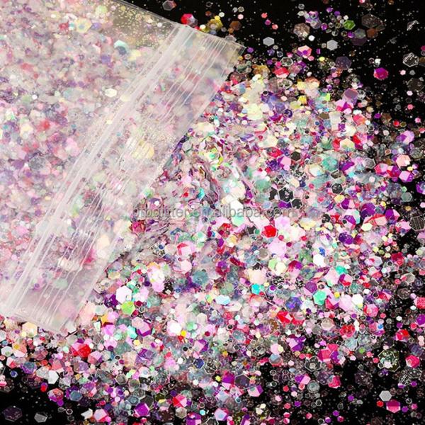Solvent Resistant Plastic Craft Glitter Chunky Spring Glitter for Resin Art Nail Body Face Eye Makeup Made in Europe