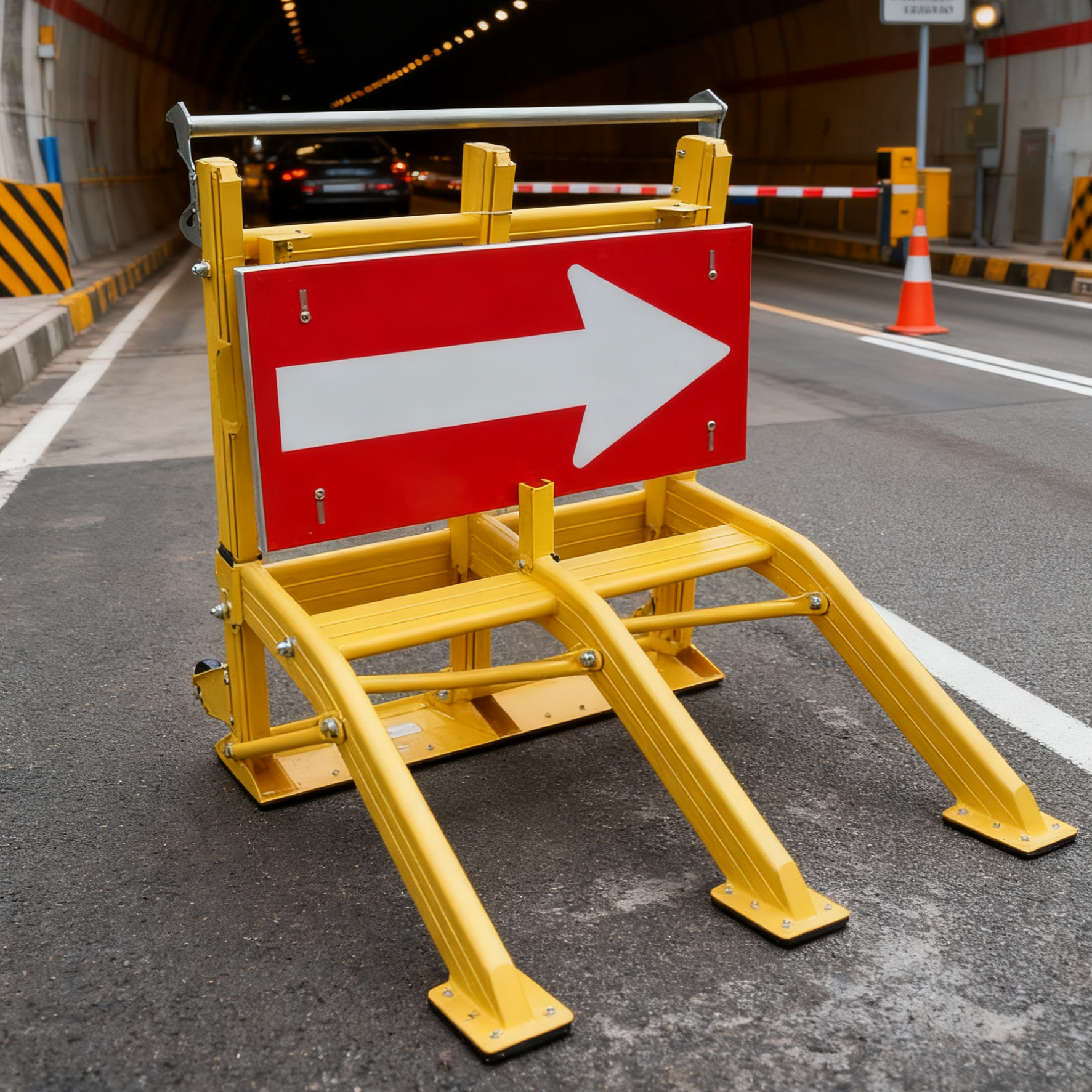 Lightweight Foldable Anti Ram Vehicle Barrier with Built-in Wheels for Quick Relocation