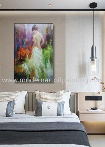 Hand Painted Modern Canvas Woman Oil Painting For Interior Decoration 24 X 36