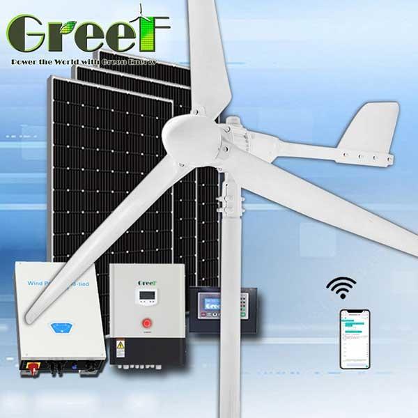 Turbina Eólica de Eixo Horizontal 1KW 2KW Sistema Híbrido Completo Fora da Rede