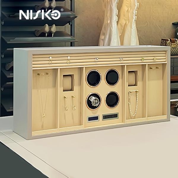 PVC Leather Wardrobe Cabinet Closet Accessory Electric Lift Up Jewerly Box