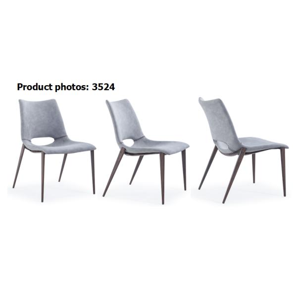 PU Leather 44cm Upholstered Metal Wood Chairs For Dining