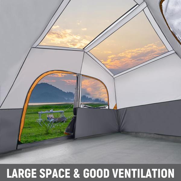 HIKERGARDEN 6 Person Camping Tent - Portable Easy Set Up Family Tent for Camp, Windproof Fabric Cabin Tent Outdoor