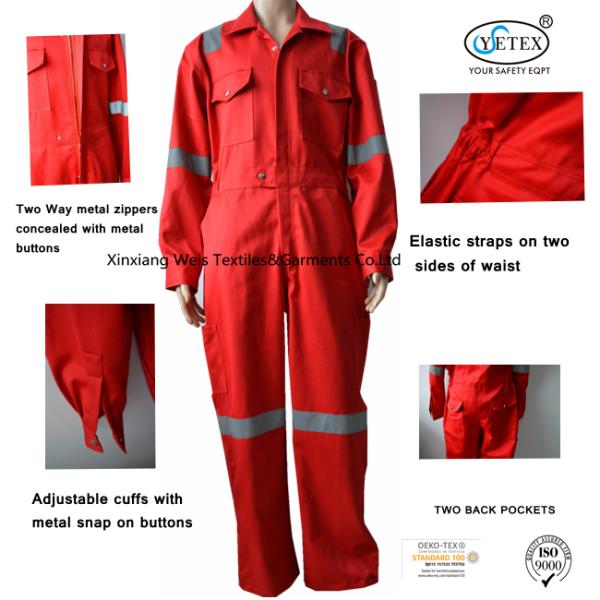 100 Cotton Fireproof Coveralls With Reflector Oil And Gas Field Support