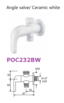 Kitchen Ceramic White Chrome Plated Plastic Angle Valve