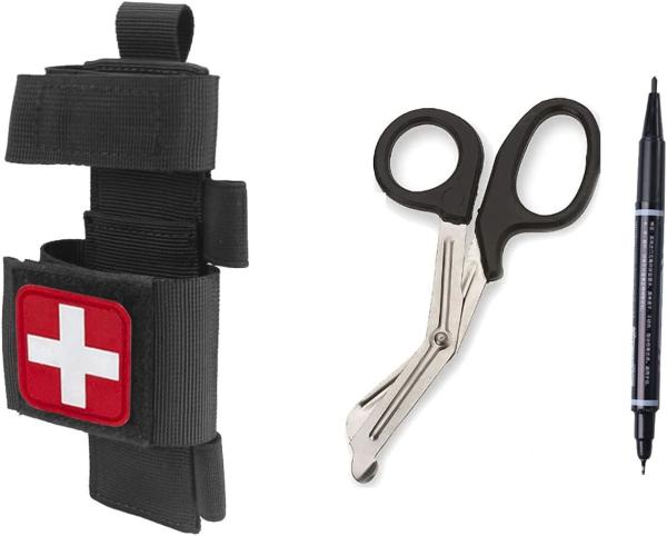 Tactical Tourniquet Storage Bag, 1000D Tactical Tourniquet Holder Molle Trauma Medcial Shears Holster TQ Pouch
