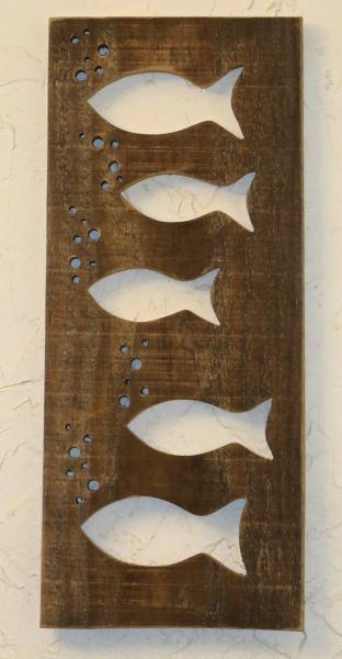 Vintage Fish Pattern Wooden Plank Plaque Signs 15 X 45 Cm Long Life Span