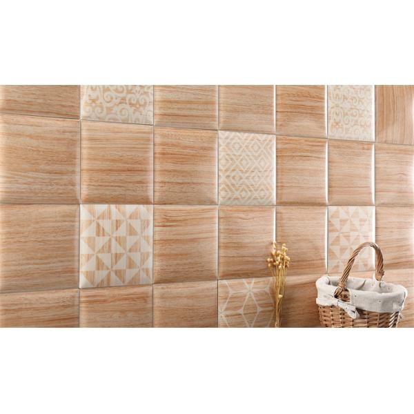 Light Yellow Wood Grain Wall Tile 152x152mm White Body Clay