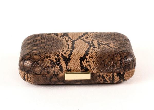 Pu Leather Black And Gold Beautiful Clutch Bags Rectangle Closure For Dinner Party