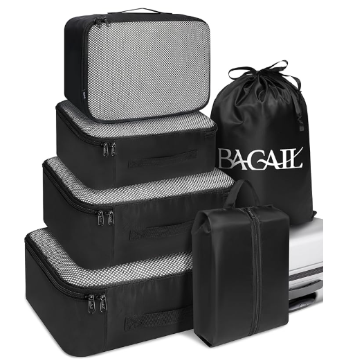 BAGAIL 8 Set Packing Cubes Luggage Packing Organizers for Travel Accessories-Cream