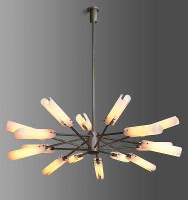 Adjustable Height Brass Copper Circular Chandelier with UV Printing