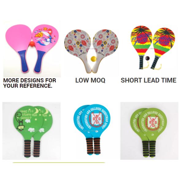 Raquetes de praia de madeira de algodão para uso externo e raquete de tênis de madeira compensada