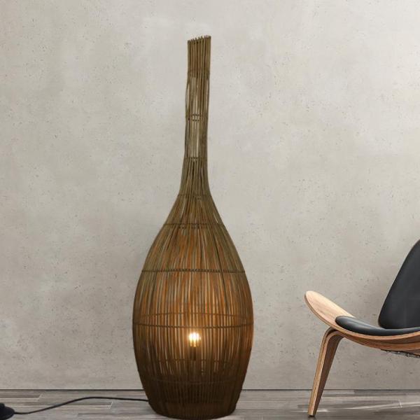 3500K Artistic Rattan Floor Lamps Light For Hotel Club Living Room