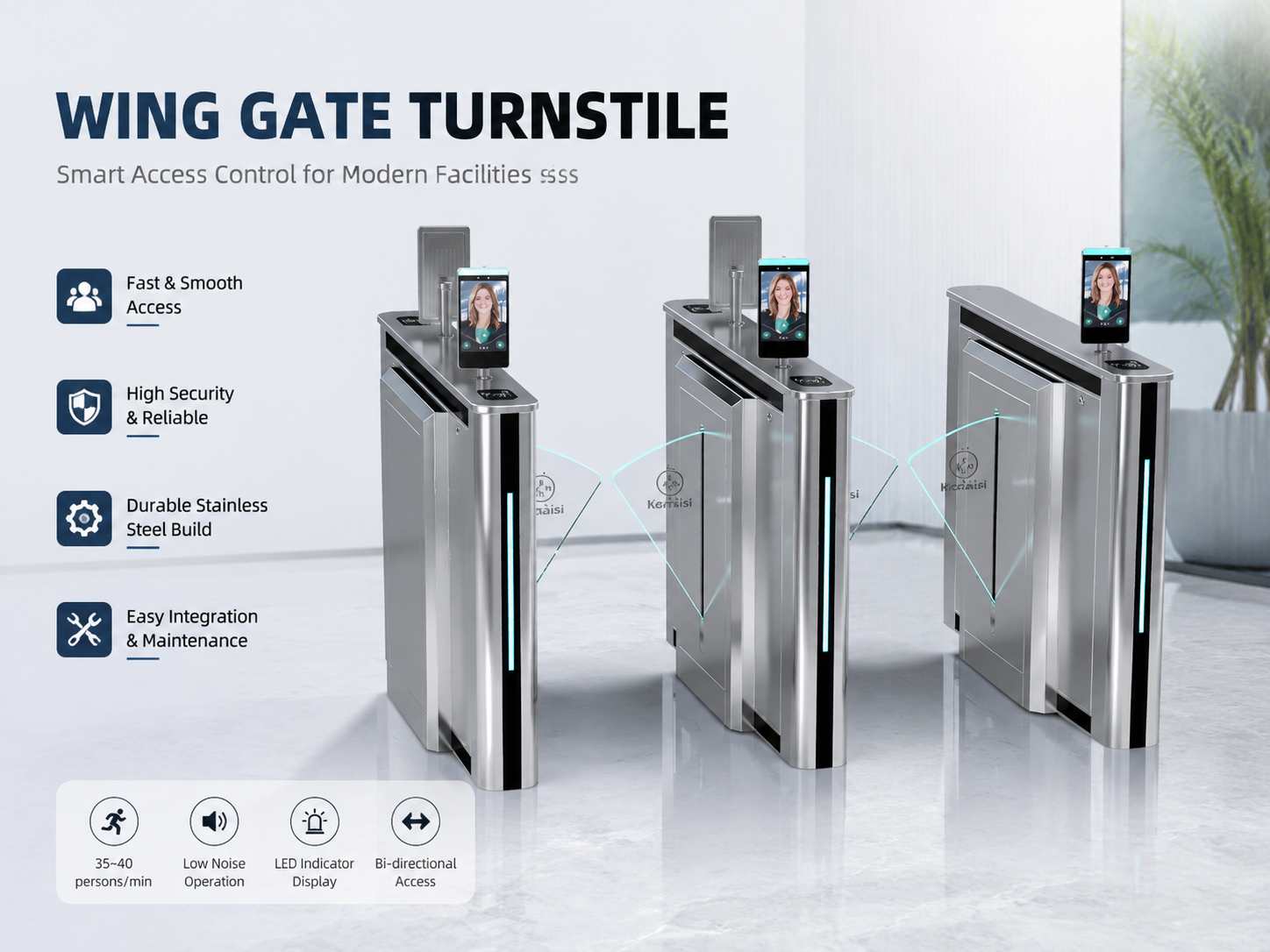 Security Passage Wing Barrier Turnstile Gate for Secure Pedestrian Access Control
