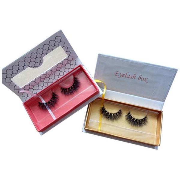 Coated paper eyelash box  Custom eyelash color box with hook and pvc window