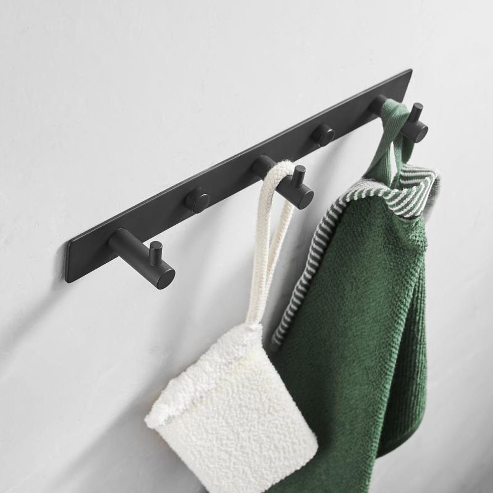 Black Robe Hook Wall Mounted Towel Coat Rack Creative Clothes Key Holder Hanger for Bathroom Kitchen 3 4 5 6 Hooks BY SIZE (HQ106)