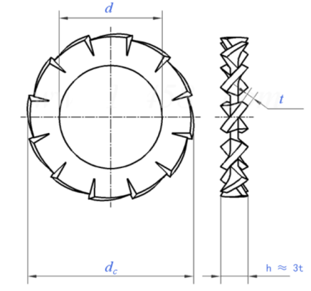DIN6798 тип нержавеющая сталь 304 шайб весны a стальная Serrated внешняя пружинная шайба зуба