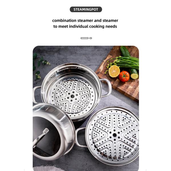 New Product 304 Stainless Steel Steamer Pot Soup Set Stainless Steel Cooker Cooking Soup Pot Steamer Pot