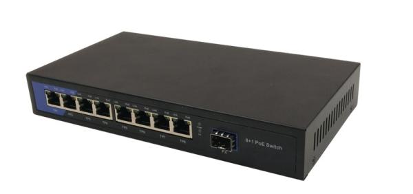 Interruptor de rede 1000FX do ponto de entrada 48VDC SFP ou porto do SC e 8 portos RJ45 de 10/100/1000M cada porto 15.4W de TX