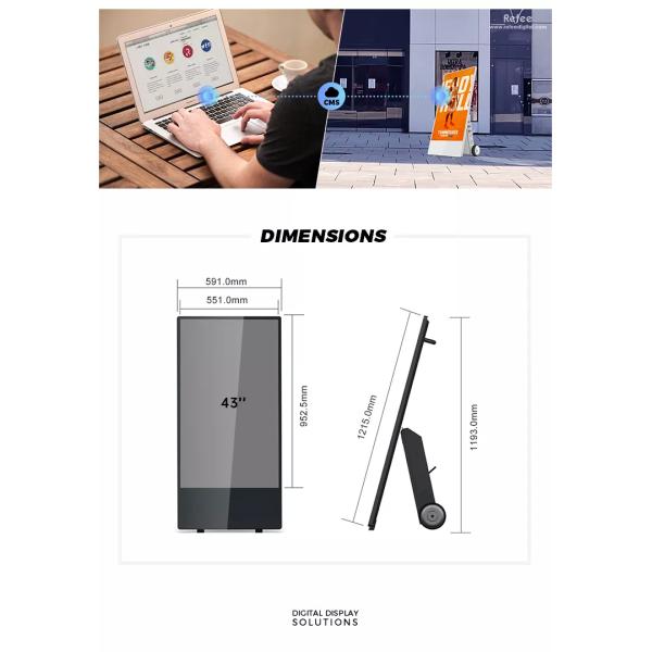 43inch Outdoor Digital Poster Kiosk Waterproof Touch Screen Battery Powered 24V 1500nits
