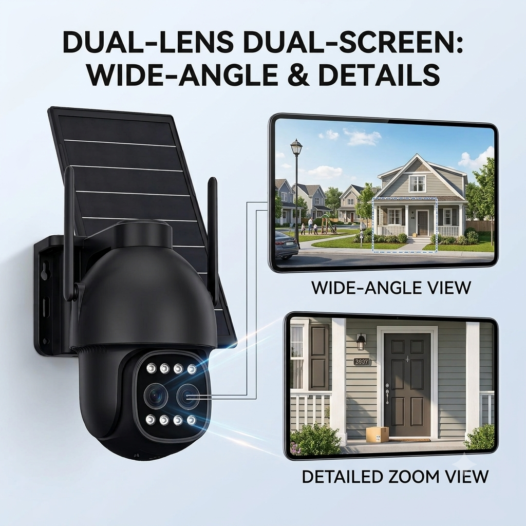 8W Solar Panel HD 4MP Security Camera Wireless WiFi Outdoor PTZ CCTV Surveillance Camera