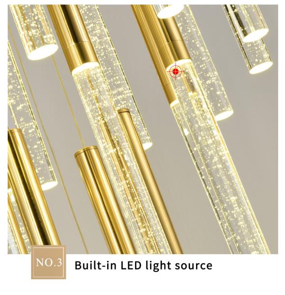 Modern Ceiling Led Chandelier Loft Staircase for Living Room Crystal Hanging Lamp(WH-NC-45)