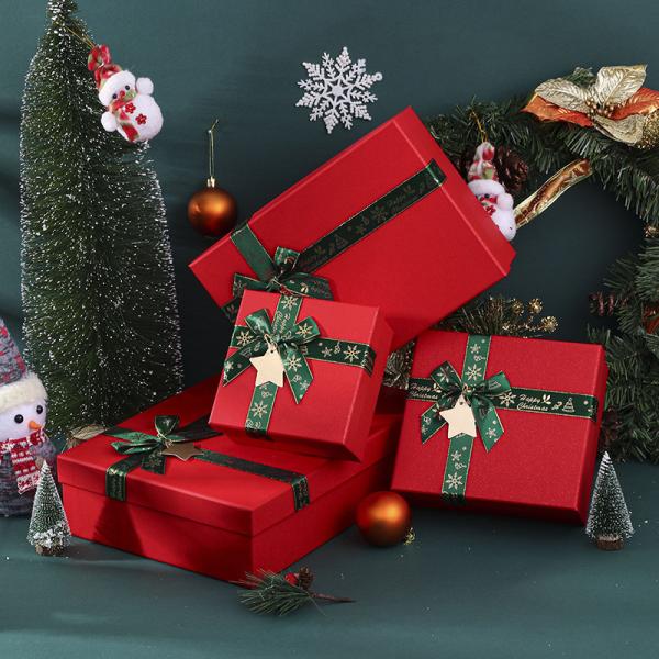 Gift Craft Customized Colorful Rigiding Paper Christmas Gift Box Packaging With Ribbon