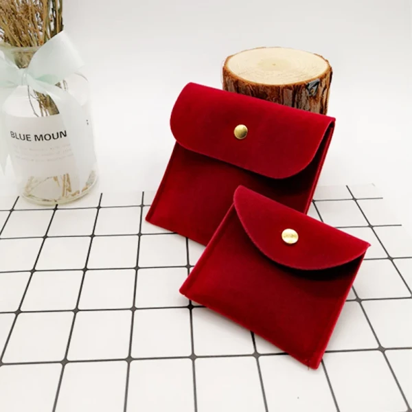 Bulk Velvet Jewelry Bags Ring Pouch With Snap Button 5x5