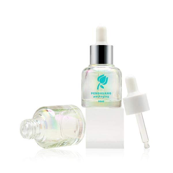 unique design 30ml serum bottle with silver dropper