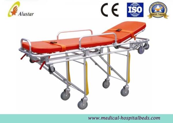 Hospital Emergency Ambulance Stretcher Trolley Aluminum Alloy Automatic Loading Stretcher