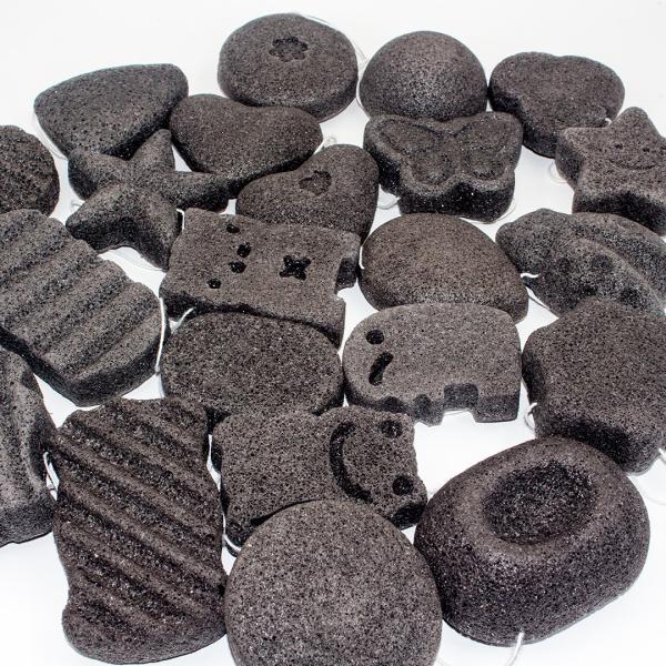 губка 7*3.5cm черная Konjac