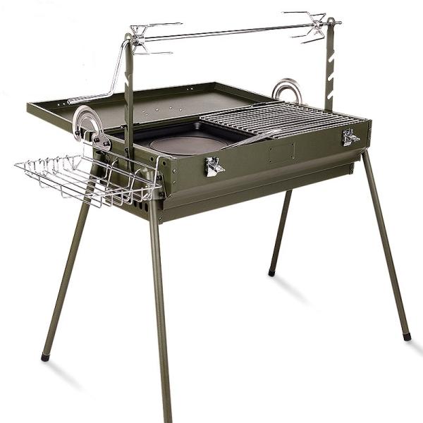 Chrome Plated Rotating Skewer Suitcase Grill Perfect for Camping and Outdoor Cooking