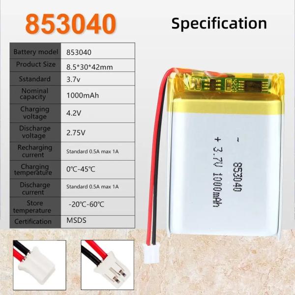 3.7V 1000mAh KC IEC62133 Approved Rechargeable Battery Pack Lipo Battery Pack
