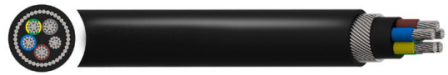 Black HFFR Copper Armoured Cable , Aluminium Cross Linked Polyethylene Cable