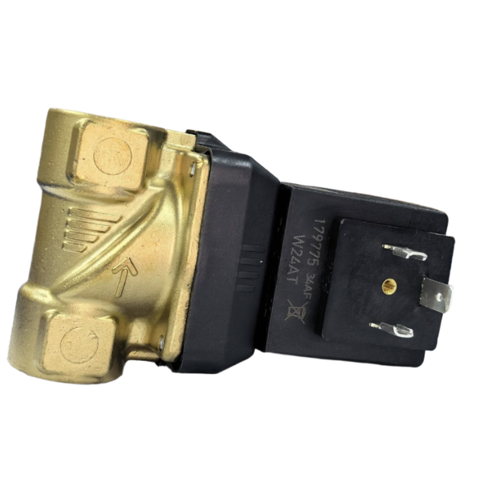 Burkert Type 6213 Solenoid Valve 00221654, G1/2, 2/2 Way Normally Closed, Orifice 13, EPDM Seal,‑30~+90°C, Brass Body, DC24V, 8W, 0‑10bar