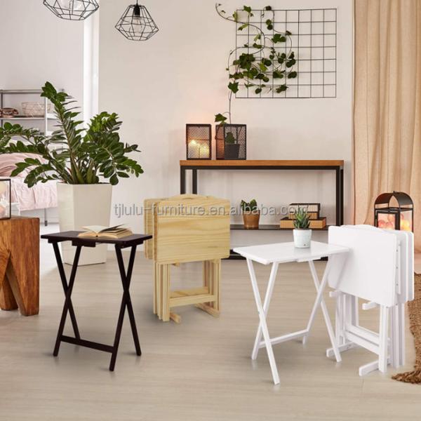 Mesa de comedor plegable de madera sólida para estudio y portabilidad en ambientes al aire libre