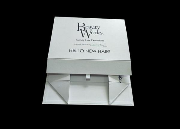 White Cardboard Folding Gift Boxes , Gift Box With Lid For Hair Extension Storage