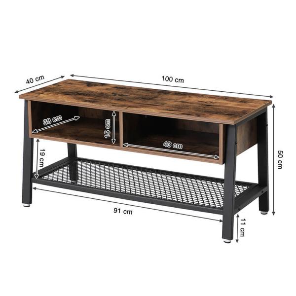 TV Table with Storage Compartment, Industrial TV Stand with Shelf, Entertainment Furniture, ULTV92X