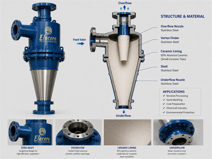 Stainless Steel Hydrocyclone with 95% Alumina Ceramic Lining